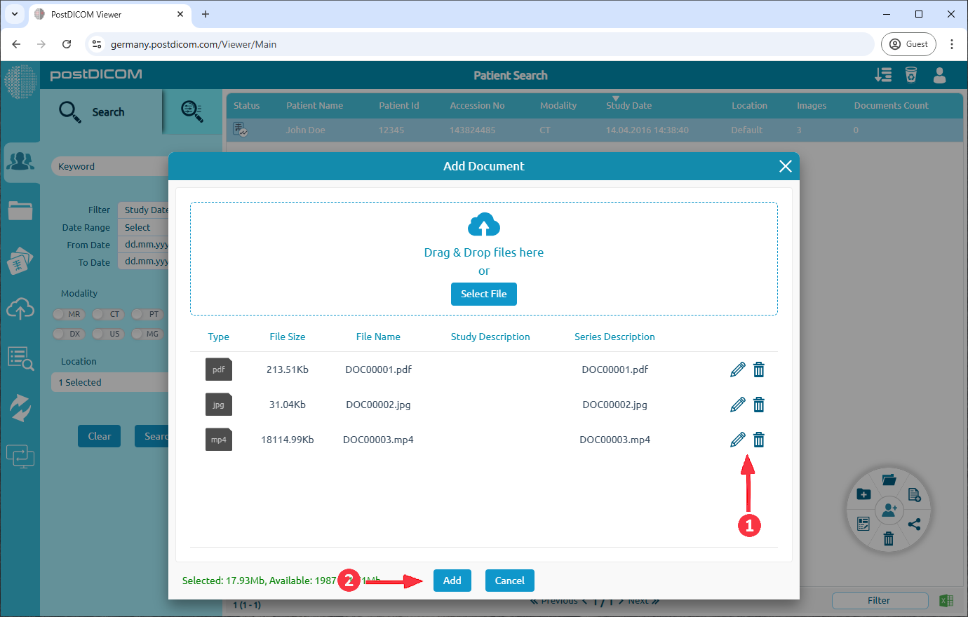 Adding Documents to Patient Orders