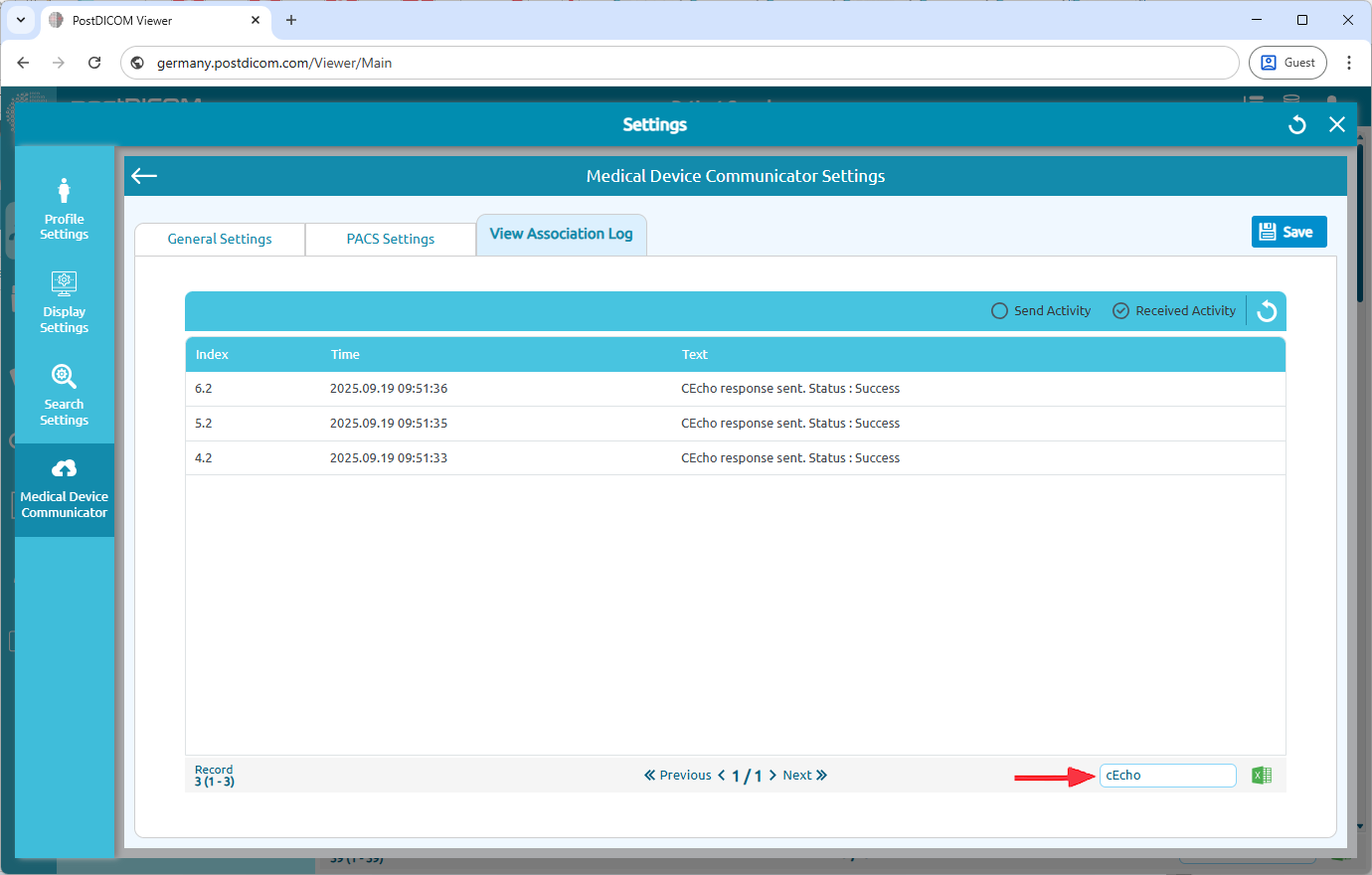 Editing Medical Device Communicator (MeDiC) PACS Server Settings for Windows
