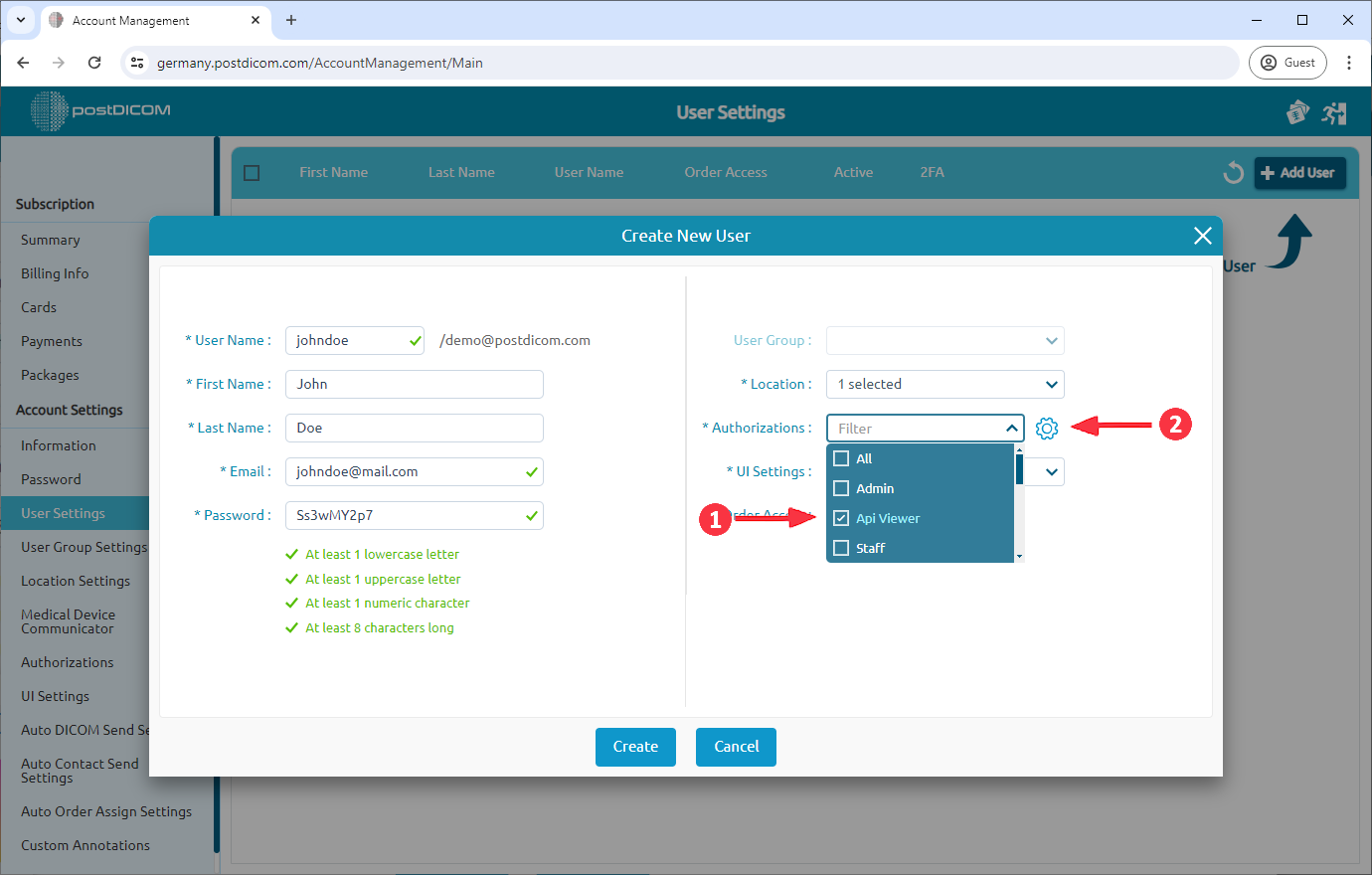 Managing User Settings