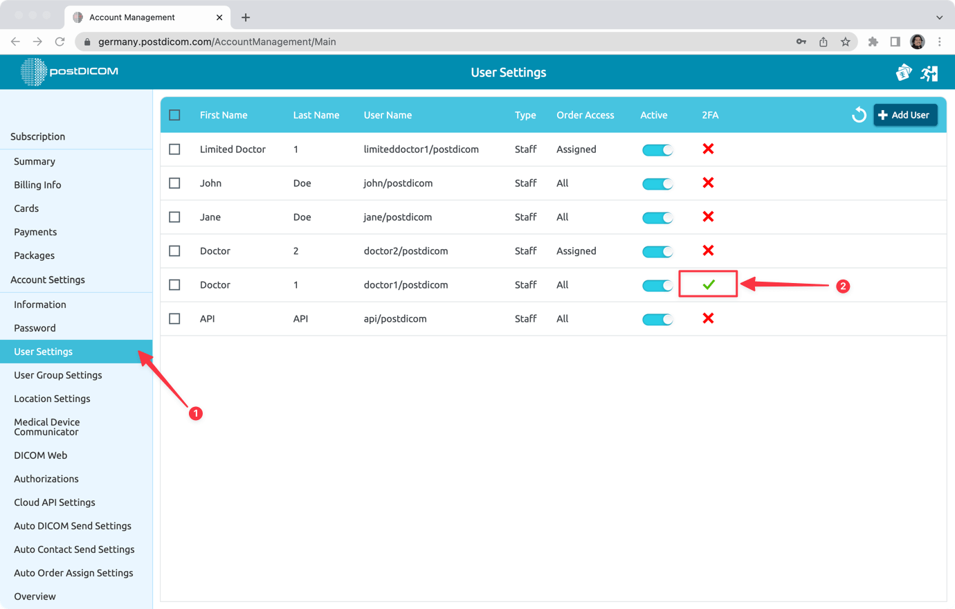 Setting up two factor authentication (2FA)