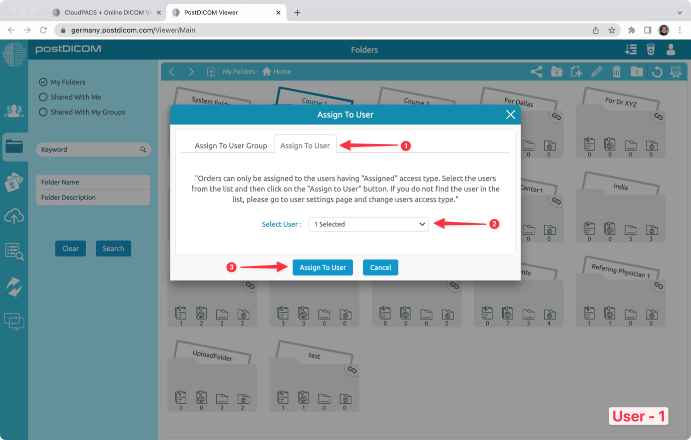 Sharing PostDICOM Folders with Users